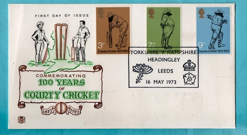 County Cricket 1973 Stuart  Cover with Special Headingley Leeds Postmark