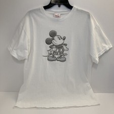 Disney Store T Shirt L Puffy Mickey Mouse Blk/Gry/Wht Made Made In USA