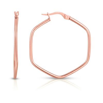 Orecchini a cerchio in oro rosa 14K con diamanti da 0,50