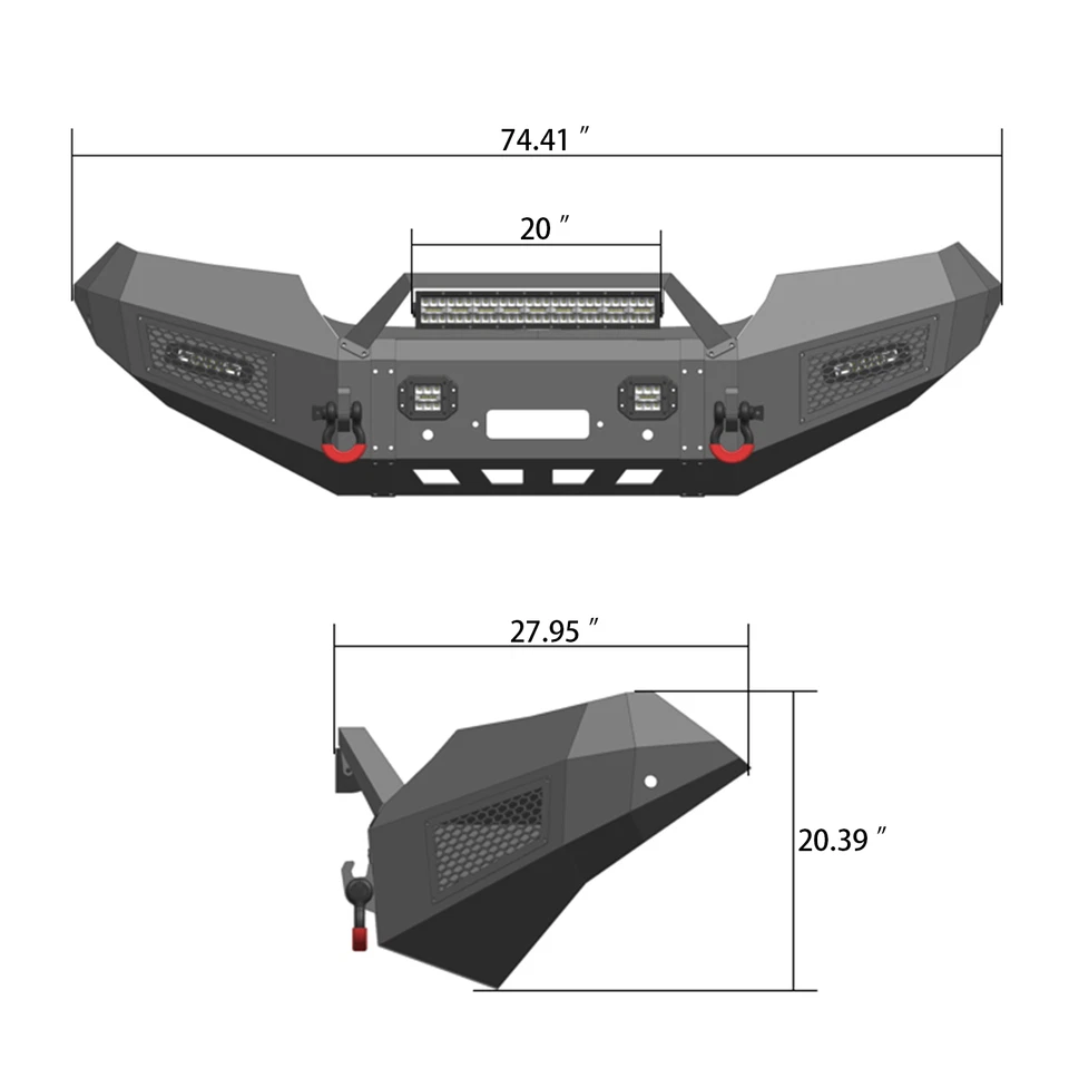 Vijay For 2015-2022 Chevy Colorado Steel Front/Rear Bumper W/Winch Plate&Lights - Image 4 of 4