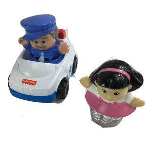 Fisher Price Little People Cop Police Man Figurine With Car & Sonya Lee 2000 | eBay