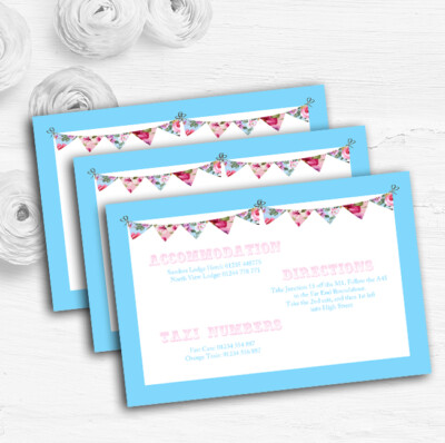 Blau Rosa Wimpel Shabby Chic Tee Garten Hochzeit Gast Information Karten