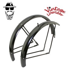 VINTAGE LOWRIDER 26" CLASSIC STANDARD BALLOON MATT BLACK BICYCLE FENDER SET.