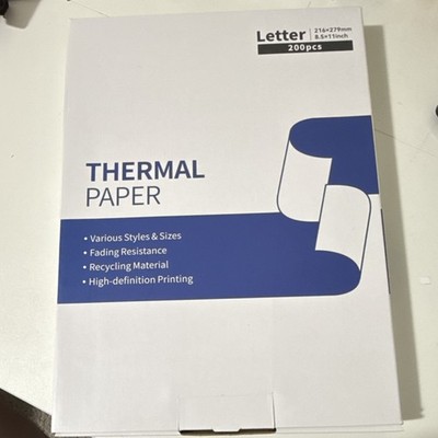 Thermal Printer Paper Letter Size 8.5x11 in White 200 Sheets Q22-ZD2-RMSG10-LTR 