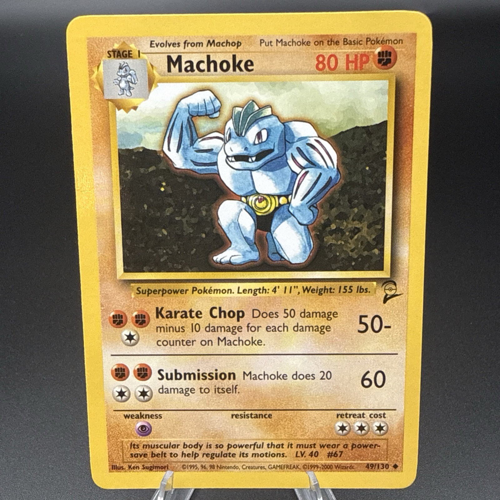 Machoke 49/130 Uncommon Base Set 2 Unlimited WOTC Vintage LP Pokemon Card