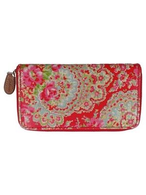 Cath Kidston Damen Geldbörse Rot Blumenmuster Reißverschluss Portemonnaie