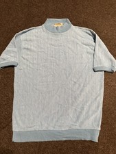 Vintage 60s 70s Billy Casper By Revere High Neck Sweater Large Blue Mod Groovy