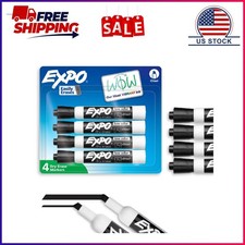 EXPO Dry Erase Markers, Chisel Tip, Black, 4 Count