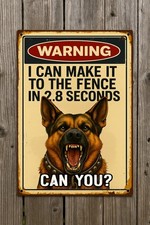 Funny Dog Warning Sign – German Shepherd Fence Guard Tin Metal Wall Decor