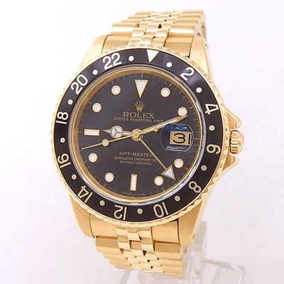 Rolex GMT-Master 18k Yellow Gold Jubilee Automatic Black Men's Watch 16758 - Image 1 of 4