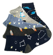 5 Pairs Kids Boys Socks Space Space Astronaut Stockings 23-26 K69