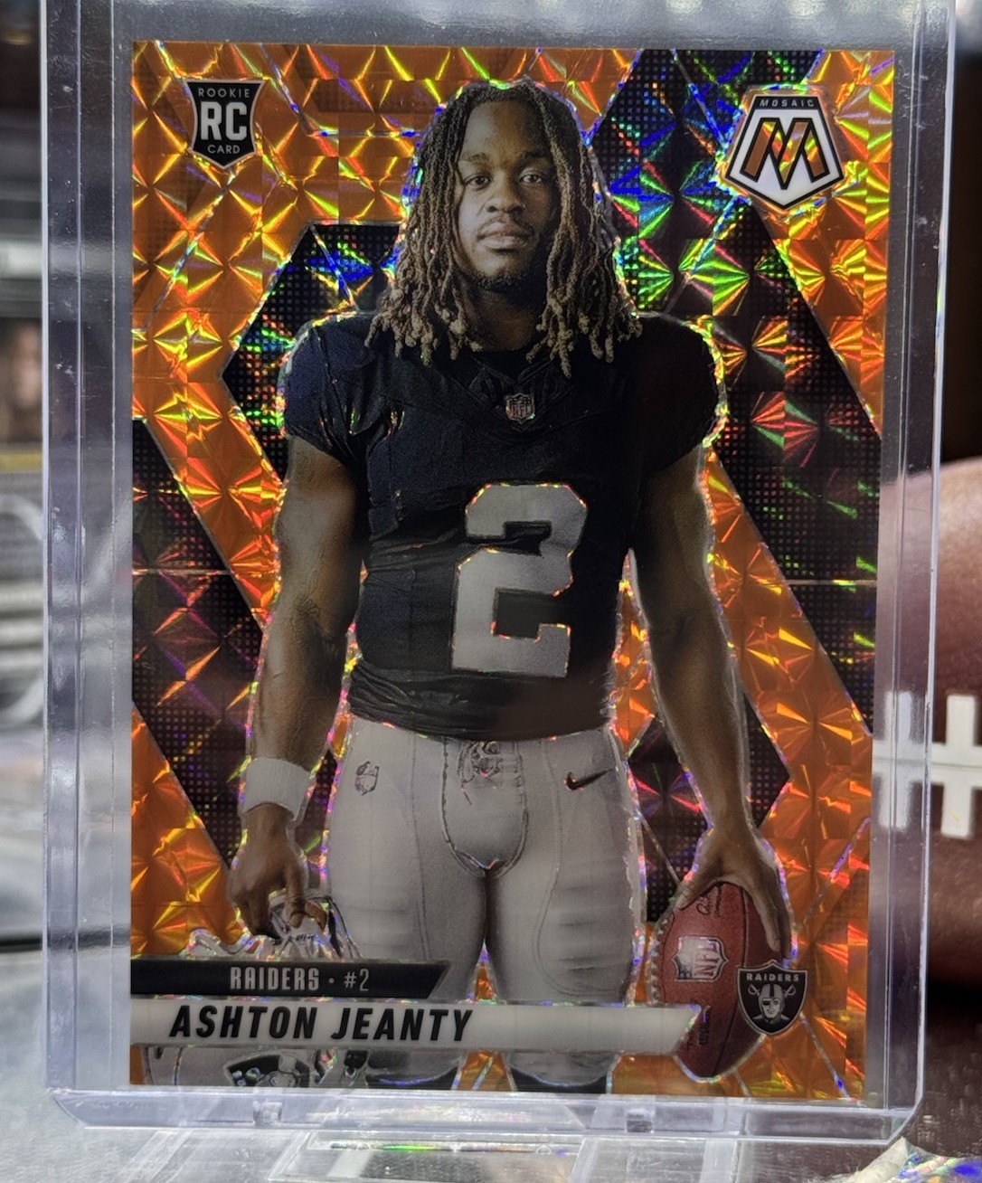 2025 PANINI MOSAIC #287 ASHTON JEANTY ROOKIE VARIATION ORANGE MOSAIC /199 SP RC