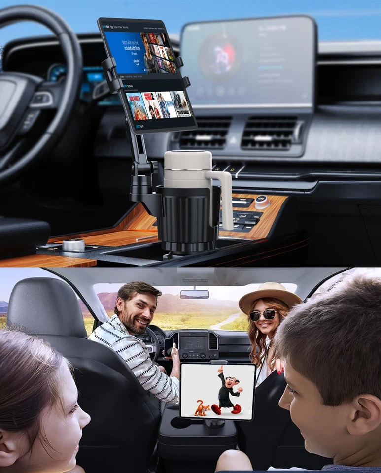 Portavasos Montaje Tableta, Portavasos Ipad Montaje Coche con Brazo Ajustable para Mesa Foto 3 de 4