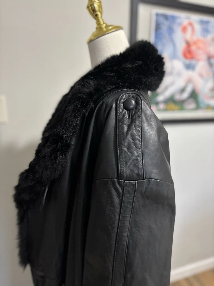 Daniel Young Men's Leather Trench Coat Winter Cold Weather Faux Fur - Image 3 of 4