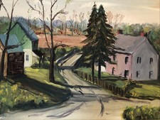 Vtg Oil Painting Whitehall Tarp PA ? Landscape By Helen M. Keller 1952