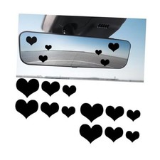Car Rearview Mirror Decal, 2PCS Heart Vehicle Rear View Sticker, Black