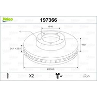 Valeo 197366 Bremsscheibe FüR Chevrolet Daewoo Rezzo Lacetti Evanda Nubira U100