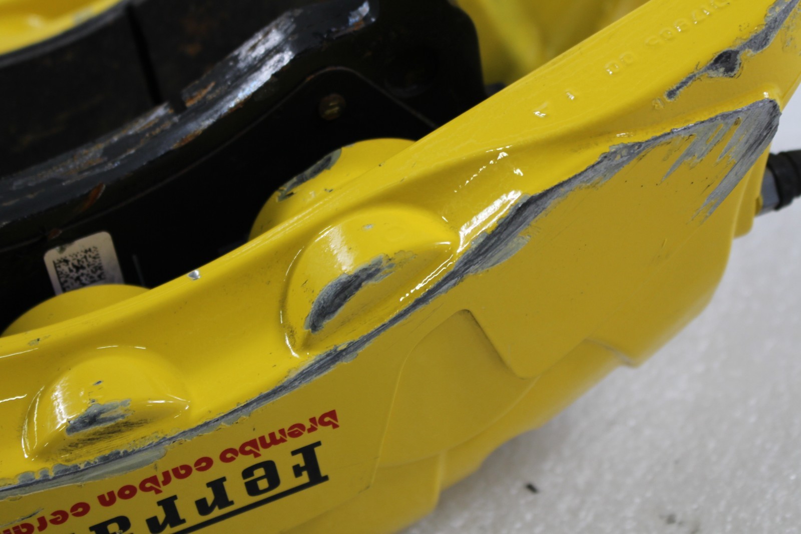 Ferrari 296 GTB, LH, Left, Front Brake Caliper, Yellow, Dmg, Used, P/N 776910