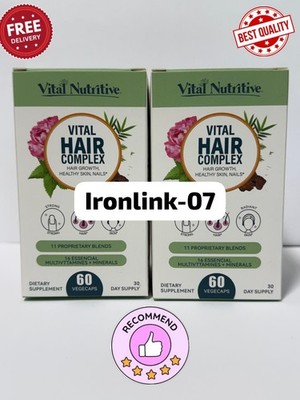 2 Pack Vital Hair Complex Biotin Hair Growth Support 60 Veg Caps Men Women