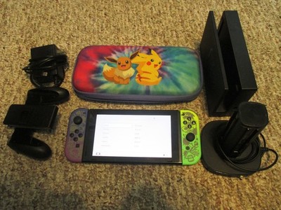 Nintendo Switch System Console w/Splatoon Joy-Cons + Dock, Pikachu Case & Extras