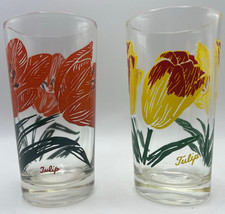 TULIP YELLOW RED and RED Boscul Peanut Butter Glasses Drinking 5 inches