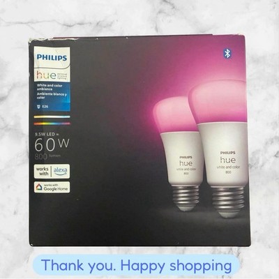 Philips Hue White & Color Ambiance Smart E26 Light Bulbs Pack of 2 NEW SHIP