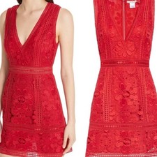 Alice + Olivia Red Floral Guipure Lace Mini Dress Size 2