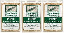 TEA TREE THERAPY Toothpicks MINT - 100 Count  3 Pack 