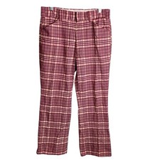 Vintage Men  s Red Plaid Wide Leg Pants 70  s Vibes Est. Size 33 Perma Press