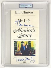 Bill Clinton & Monica Lewinsky Dual Signed Piece – PSA Mint 9