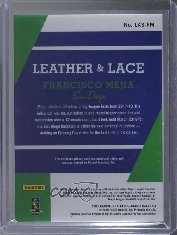2019 Panini Leather & Lumber and Lace Signatures Gold /20 Francisco Mejia Auto - Image 2 of 2