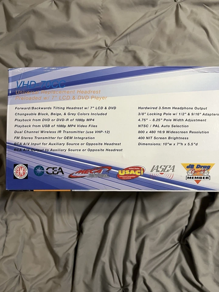 Soundstream VHD-70CC Repuesto Universal Reposacabezas Monitor 7" LCD DVD Reproductor Foto 3 de 4