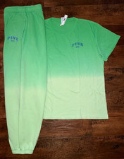Victoria's Secret Pink Ombre Dip Dye Campus Tee  Pants Set Pale Petal Green L
