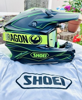 SHOEI VFX-W MOTOCROSS HECTIC HELMET TC4/Dragon NFX2 Green Goggles