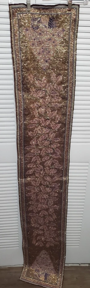 复古 Gobelin 风格挂毯桌旗圣诞树人造金色刺绣 — 第 2/4 张图片