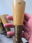 Vtg Set Of 4 Mid Century MCM Tapered Gold Tip Wood Furniture Legs 5” Screw In — photo 4