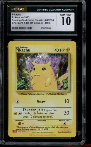 CGC 10 GEM MINT Pokemon Pikachu Trading Card Game Classic Holo 008/034