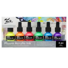Acrylic Ink Premium 6pc x 20ml 0.7 US fl.oz Acrylic Inks for Artists Fluoro C...