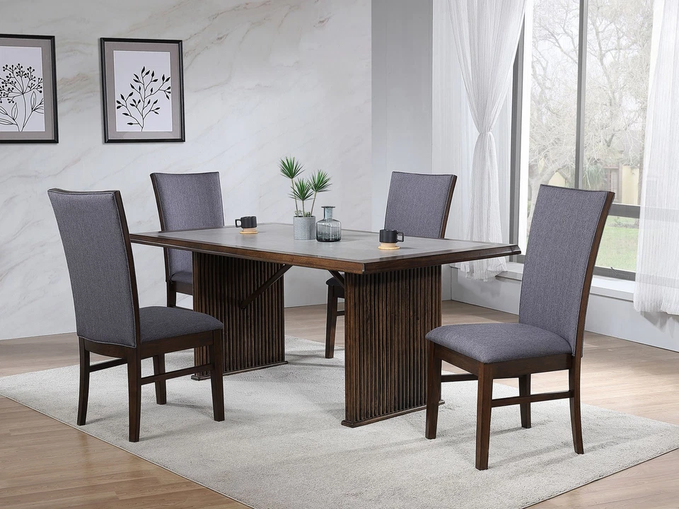 Coaster Sherwood 5-Piece Rectangular Wood Dining Table Set in Brown and Gray - Image 3 of 4