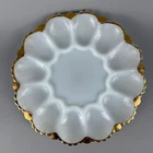 Vtg MCM Egg Plate Milk Glass Anchor Hocking Fire King  Deviled Egg Dish