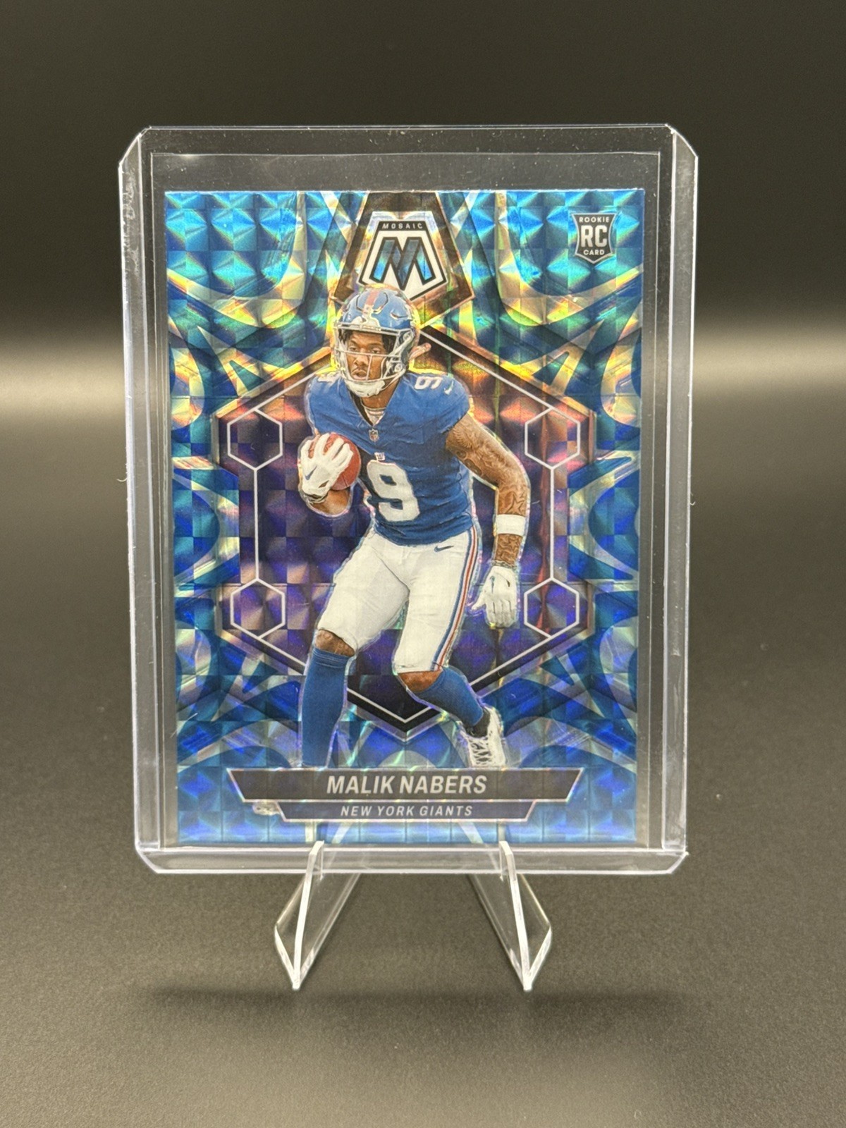 2024 Panini Mosaic - Rookies Malik Nabers #306 Reactive Blue Mosaic Prizm (RC)