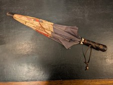 Antique British Floral Parasol / Umbrella   Wooden Handle - c.1910s  1920s