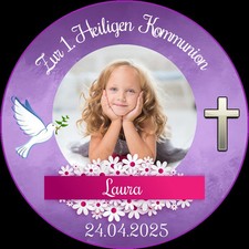 Tortenaufleger Kuchenbild essbar Fondant rund 20cm Kommunion Konfirmation 