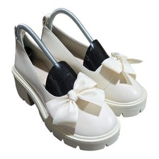 Elegant Cream Women's Shoes with Bow Accent Size 8