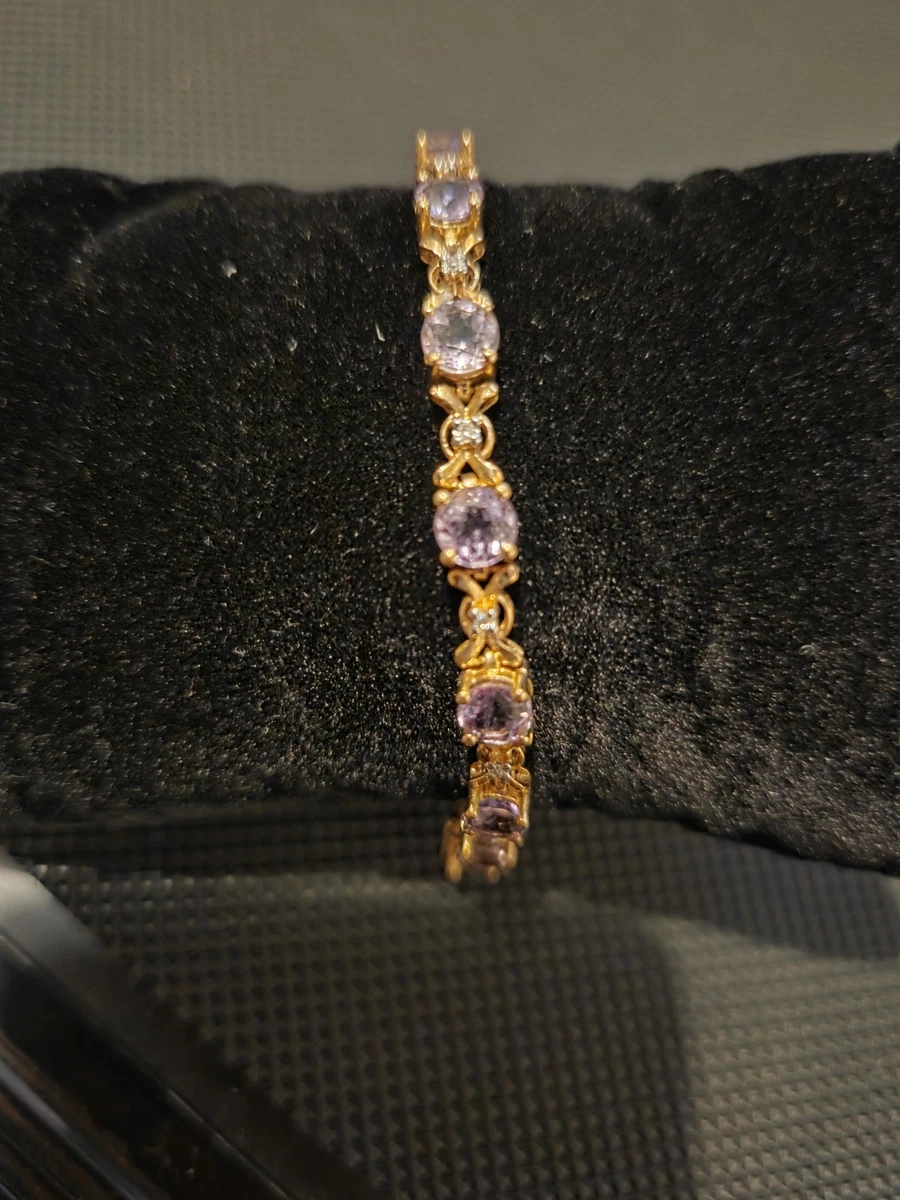 Armband 9 kt Gelbgold 375 Amethyst und Diamant Top Weihnachten