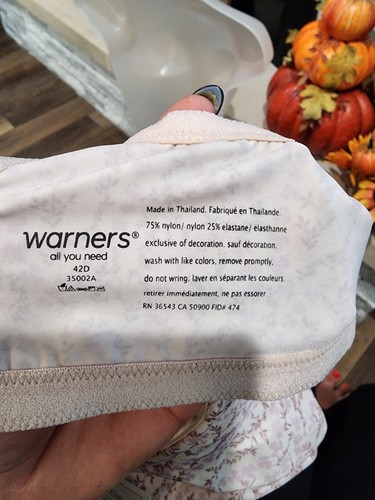 NWT Warners Signature Support Underwire Unlined Full Coverage Bra 35002A Sz 42D - Picture 6 of 8