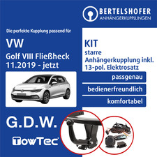 Für VW Golf VIII Fließheck Typ CD1/DA1 11.2019- AHK starr +13pol spez E-Satz TOP
