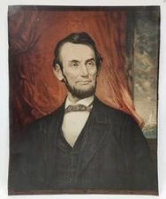 Large Antique Abraham Lincoln Chromolithograph On Tin George H. Story 21" X 18"