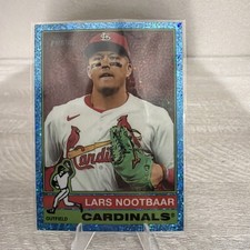 2025 Topps Heritage High Number Lars Nootbaar #724 Chrome Blue Sparkle Cardinals
