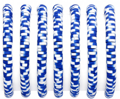 6 mm Polymer Ton Heishi Perlen 40 cm Strang - Blau & Weiß Casino Chip Muster